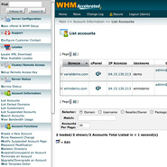 Viewing a List of Hosting Accounts